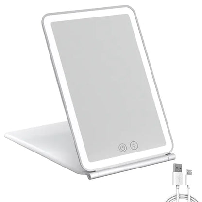 Espejo de Maquillaje Plegable con Luz LED Táctil