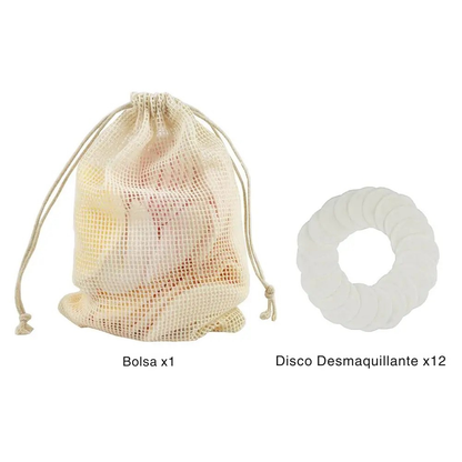 Set de 12 Discos Desmaquillantes Reutilizables (de Bambú)