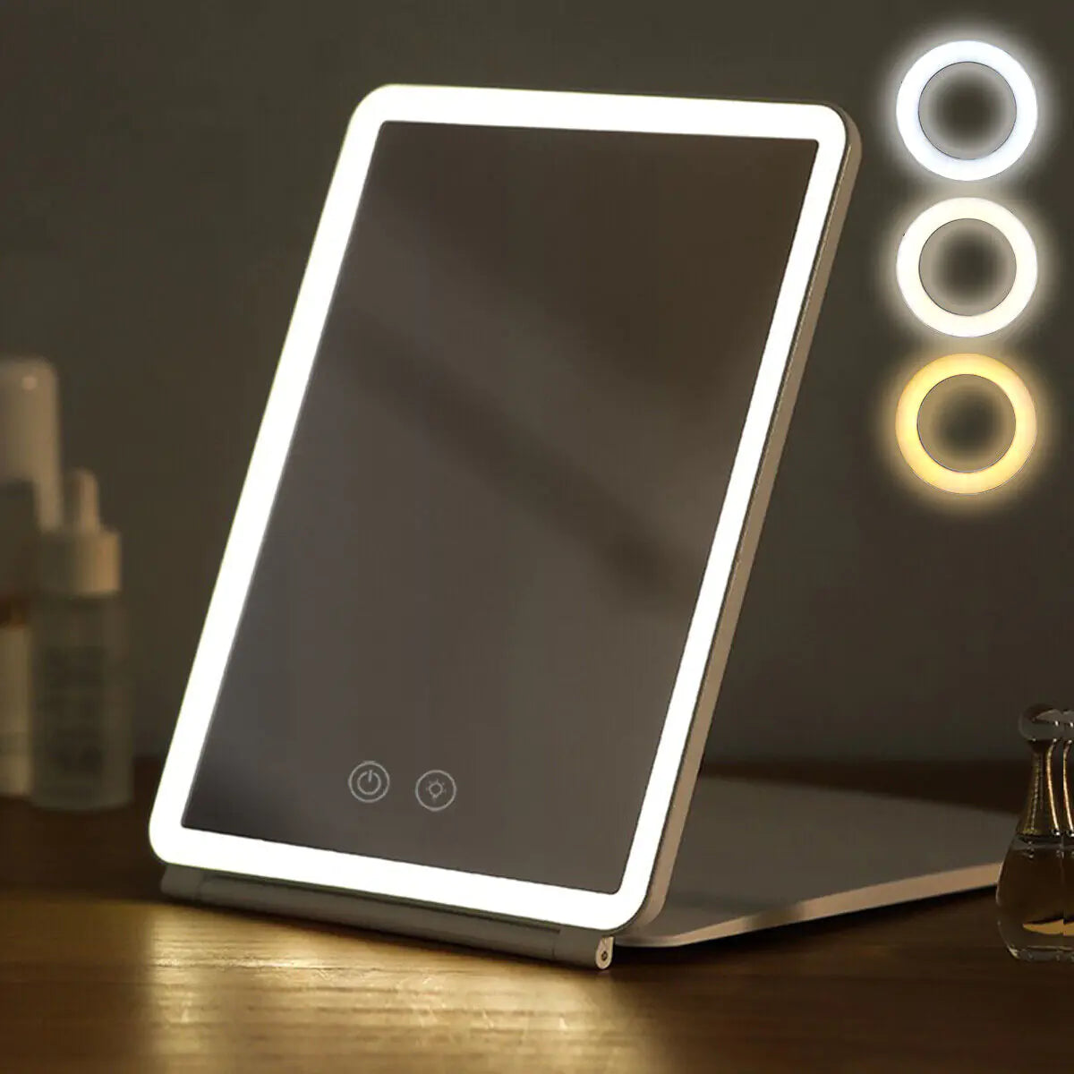 Espejo de Maquillaje Plegable con Luz LED Táctil