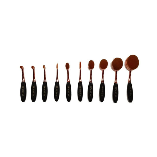 Set Profesional de 10 Brochas de Maquillaje Ovales